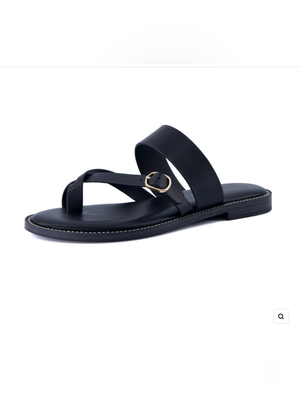 Cushionaire Laws Flat Sandal Size 8.5  
Black Slip-On with Toe Loop
